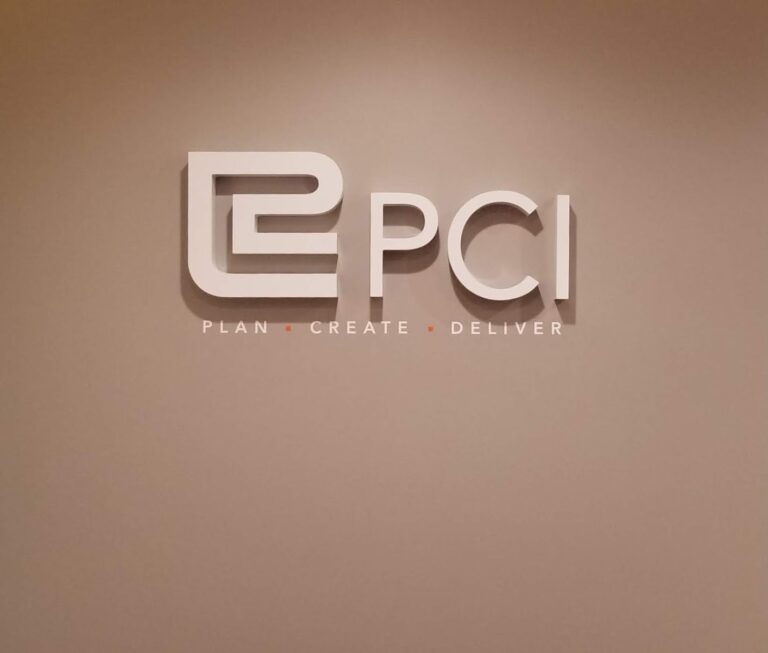 PCI logo 3D wall lettering