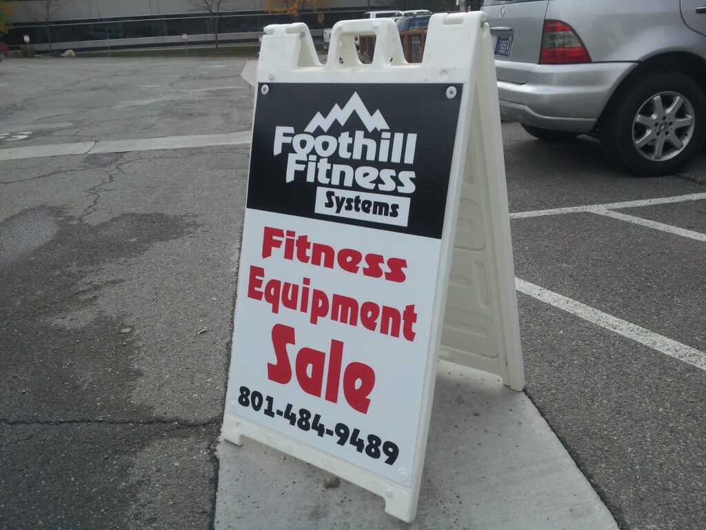 Fitness Equipment Sale - Example of A-Frame Sign Usage for Sale